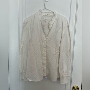 Mango white cotton blouse size 8, L